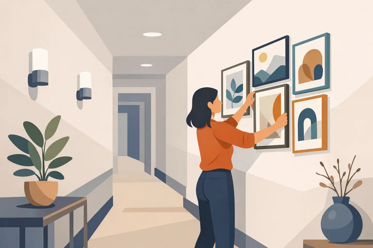 Como montar composição de quadros no corredor