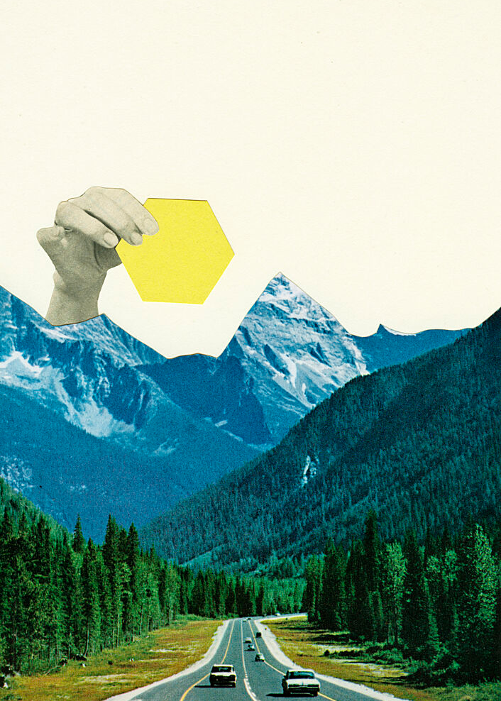 Hexagon Hand Over Mountains | Cassia Beck