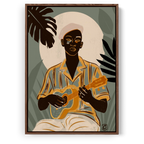 Tropical Man Playing Ukulele