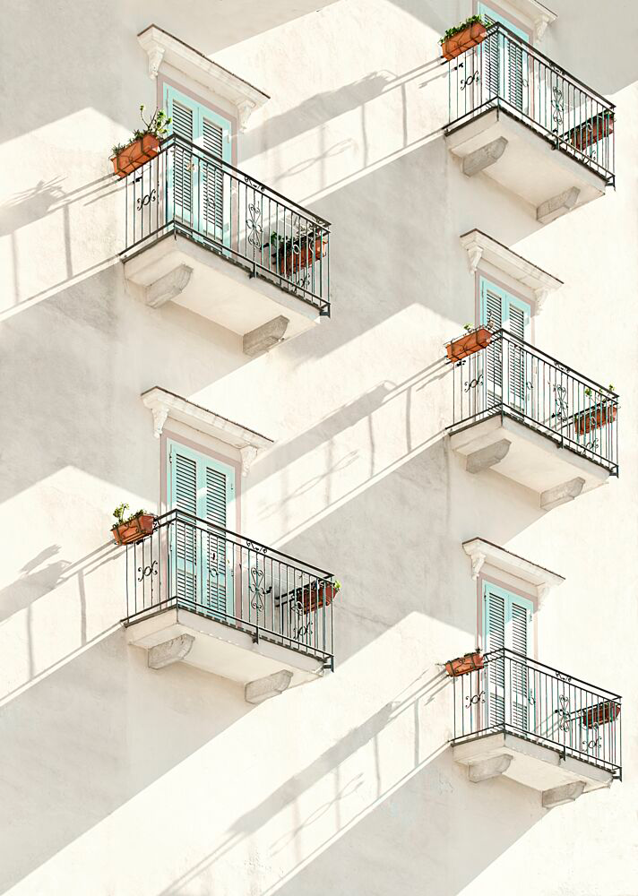 White Balconies Blue Shutters | Karin Kilb